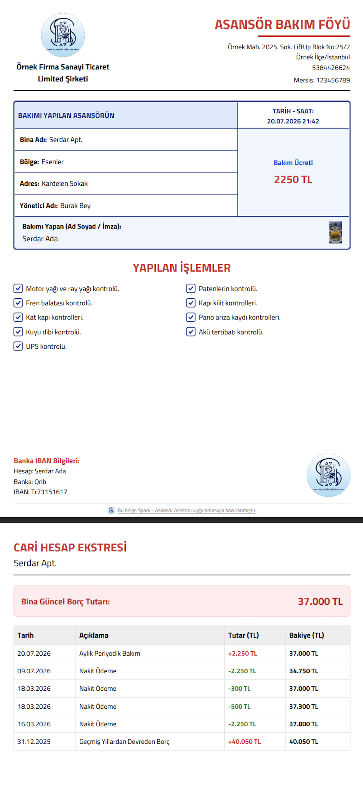 Bakım Föyü & WhatsApp